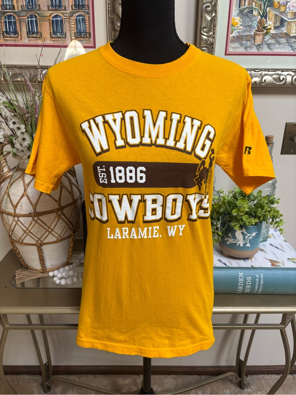 Russell Athletic Gold Wyoming Cowboys Graphic Tee Laramie WYOMING